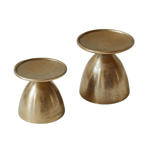 ALUMINIUM PILLAR CANDLE HOLDER SET OF 2 (GOLD)